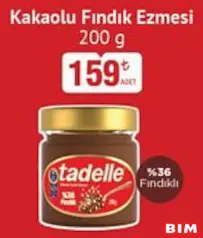 TADELLE KAKAOLU FINDIK EZMESİ 200 G fiyat ve kampanya bilgisi